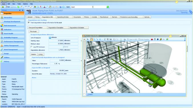Incorporate asset design data with designs to help risk based inspections.