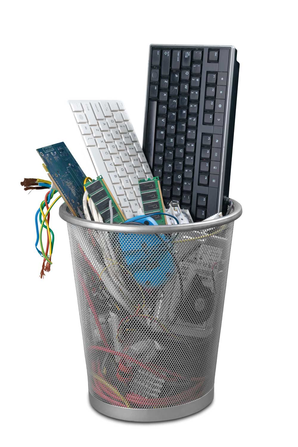 old-computer-details-trashcan-isolated-white-background